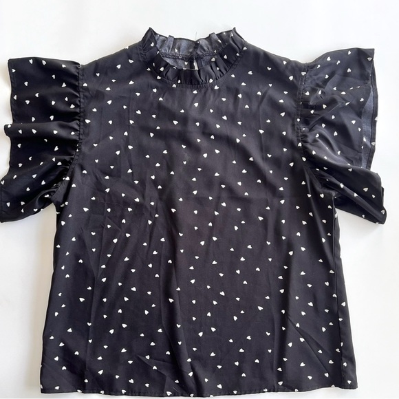 SHEIN LUNE Heart Confetti Mock Neck Keyhole Back Blouse Size L - Picture 5 of 10